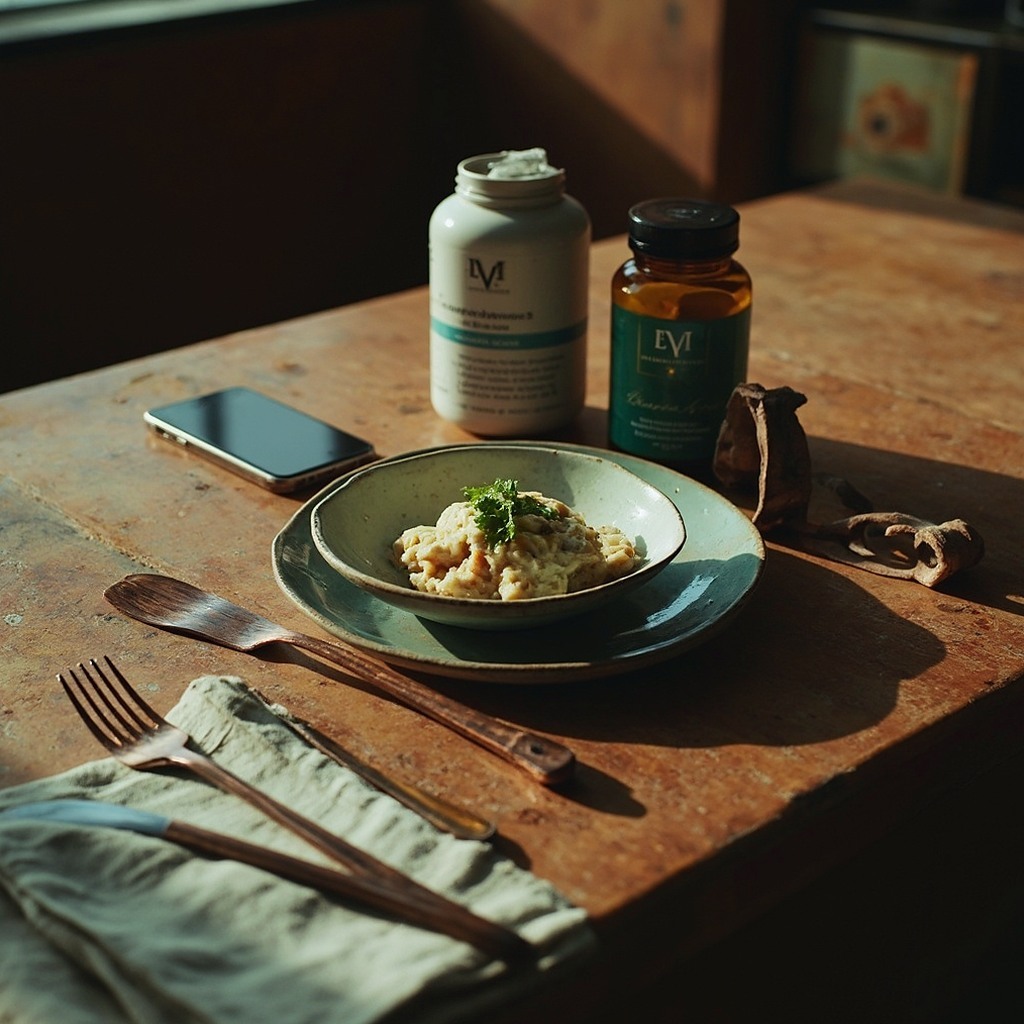 Simple meal at a quiet table