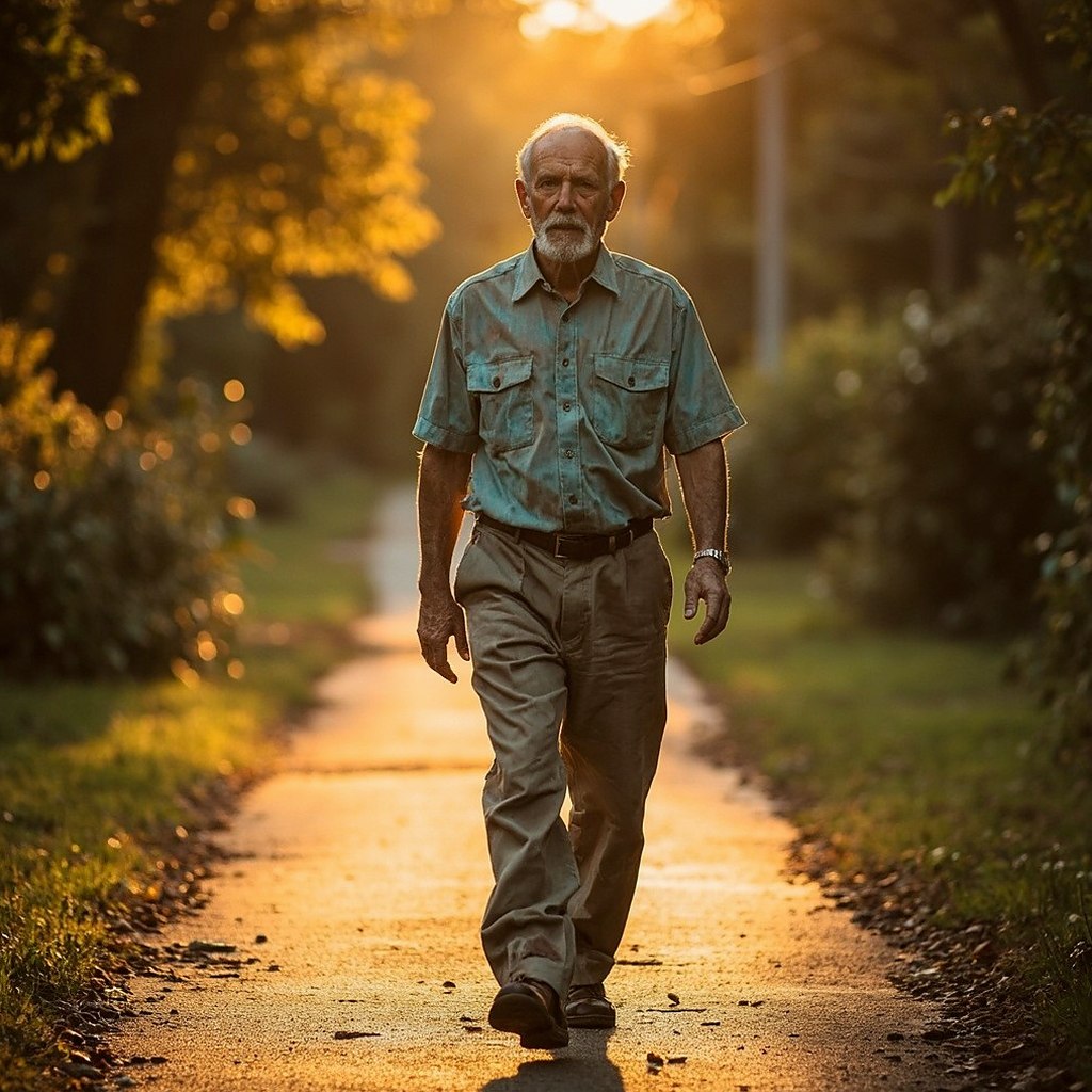 Quiet outdoor walk in warm light